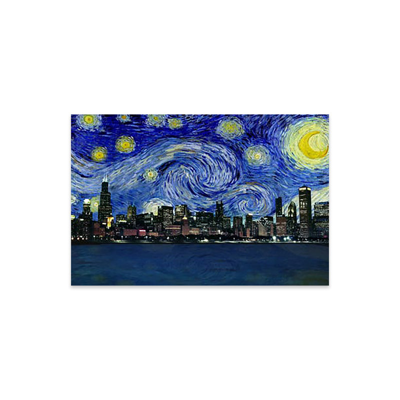 Chicago, Illinois, nuit étoilée, impression sur verre acrylique, H 16 po x l 24 po x P 0,25 po