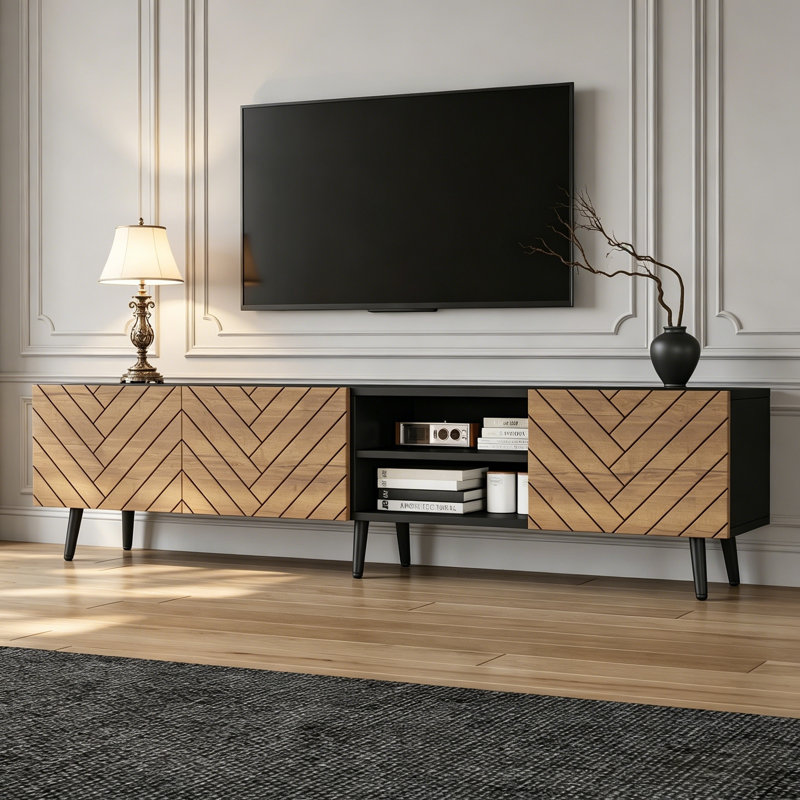 Unfinished TV Stand for TVs up to 70" with Fireplace Included