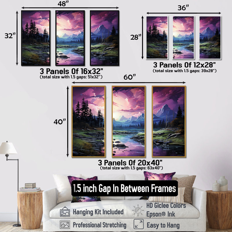 Art mural Northern Light, H 28 po x l 36 po x P 1 po, Cadre flottant noir