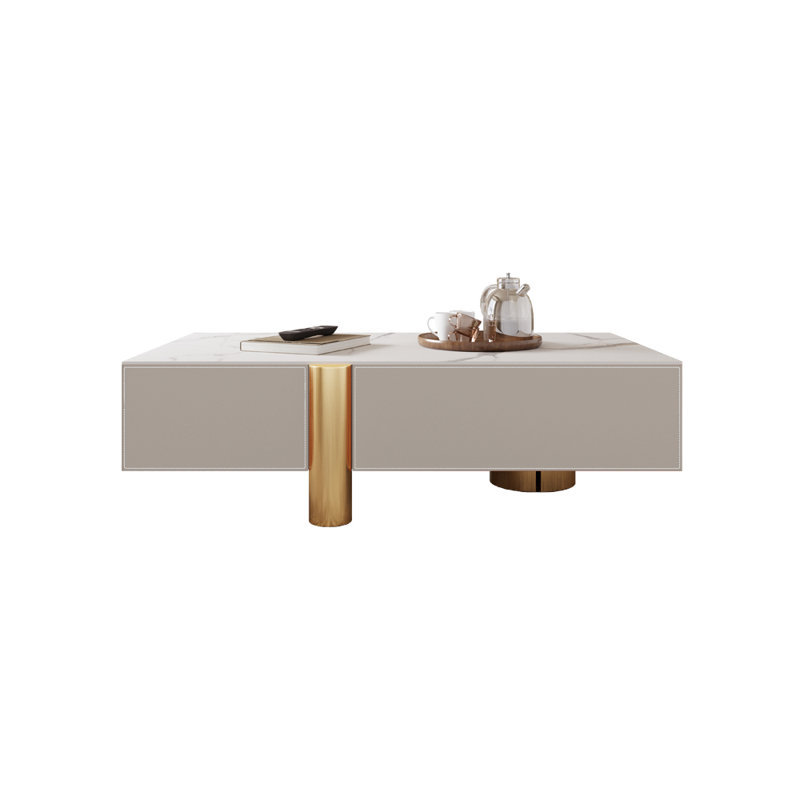 Table basse légère de style luxueux, H 13,78 po x L 55,12 po x l 31,5 po, Beige