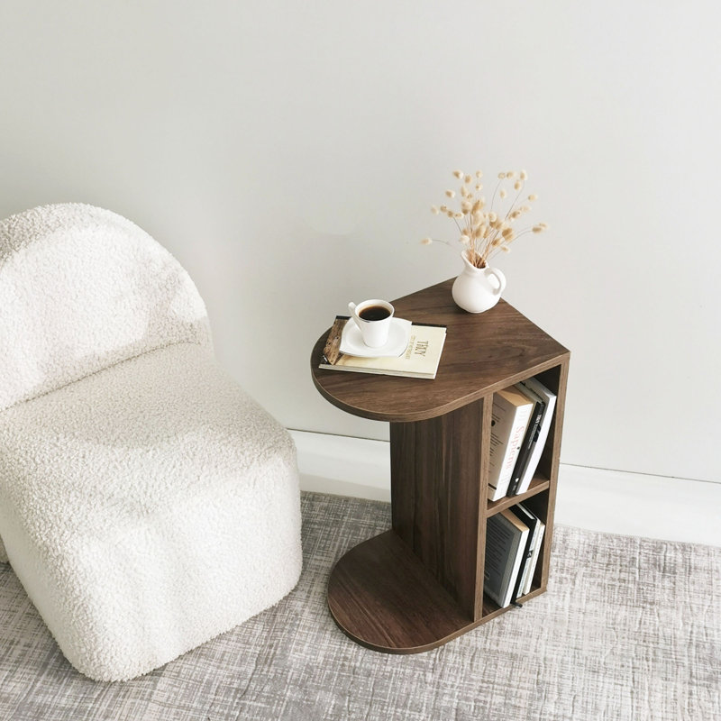 Table de bout avec tablette, Brun foncé