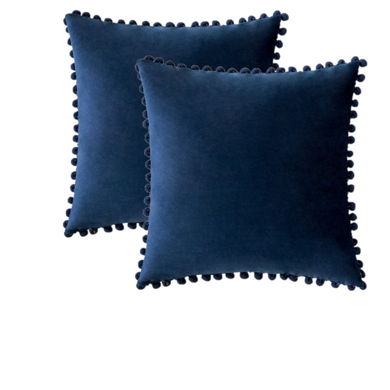 Housse de coussin en velours, Bleu très foncé, Carré 18 po, Housse de coussin seulement - sans coussin