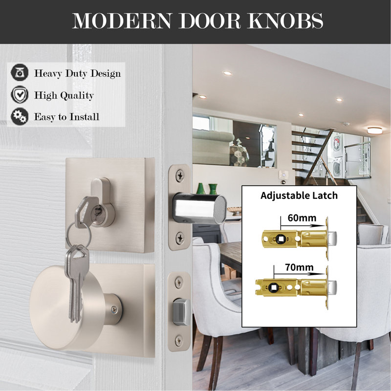 Deadbolt and Passage Door Knobs Set, Satin Nickel