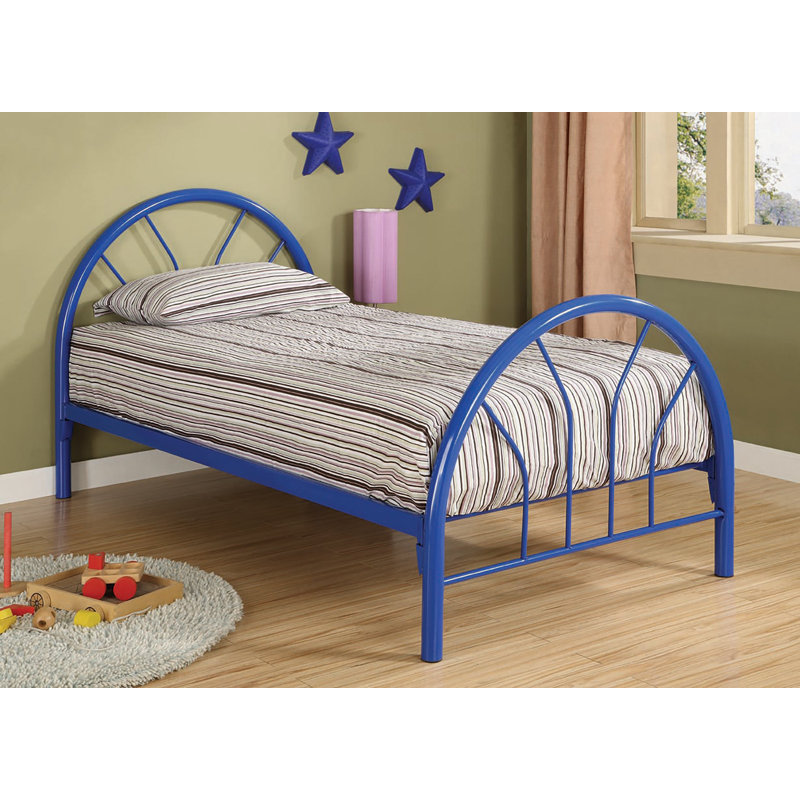 Metal Twin Open Frame Bed, Blue