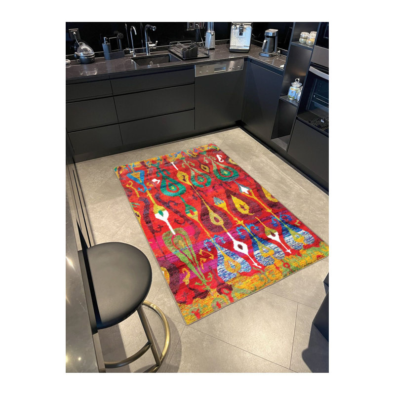 Tapis décoratif tissé à motif rouge Red Tone, Sous-tapis rectangulaire de 3 pi 3 po x 4 pi 11 po
