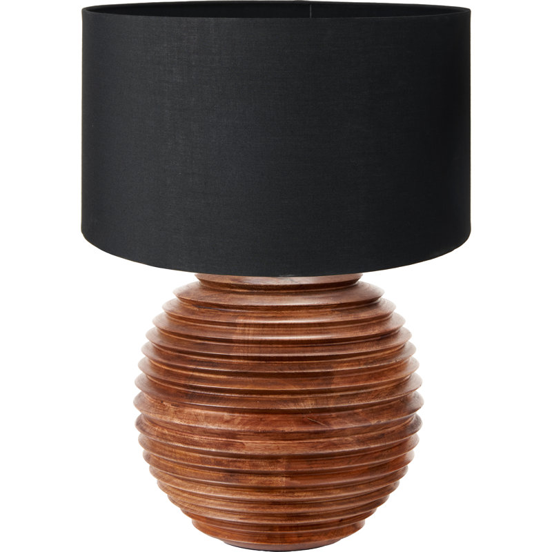 Wood Table Lamp, Black, Poly-Blend, 22.44" H x 15.75" W x 15.75" D