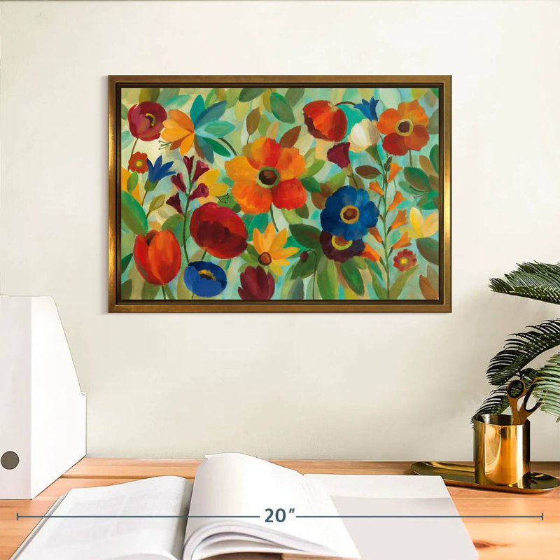 Été floral III, Cadre flottant doré, 13 po x 9 po