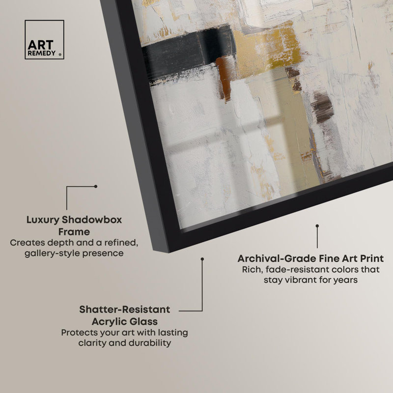 «Cold Warmth Shadowbox», impression boho neutre par Art Remedy, Noir, H 21 po x l 17 po