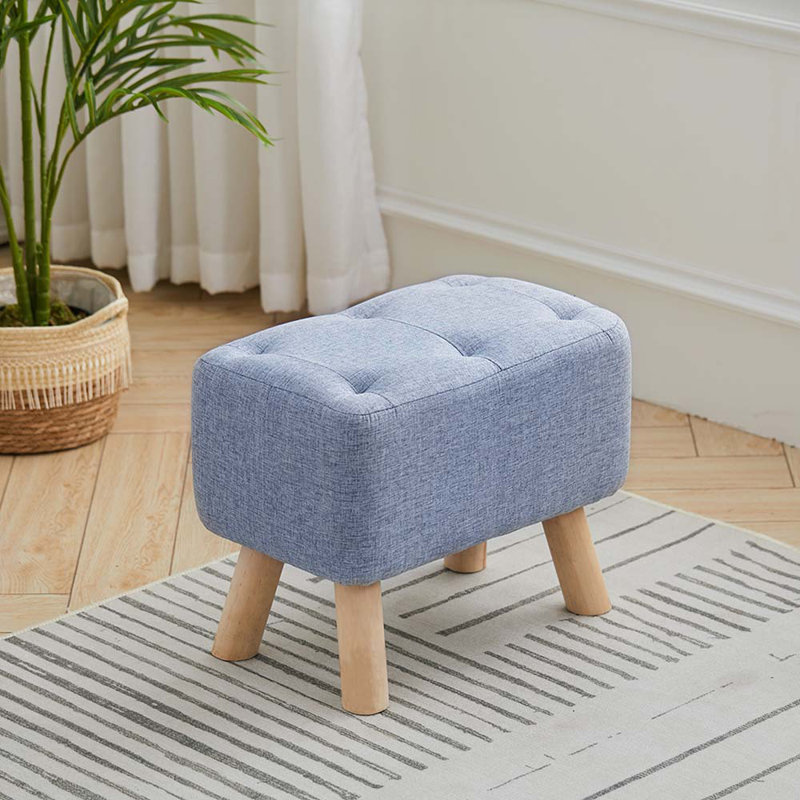 Lytle 40cm Wide Tufted Rectangle Solid Colour Ottoman, Blue