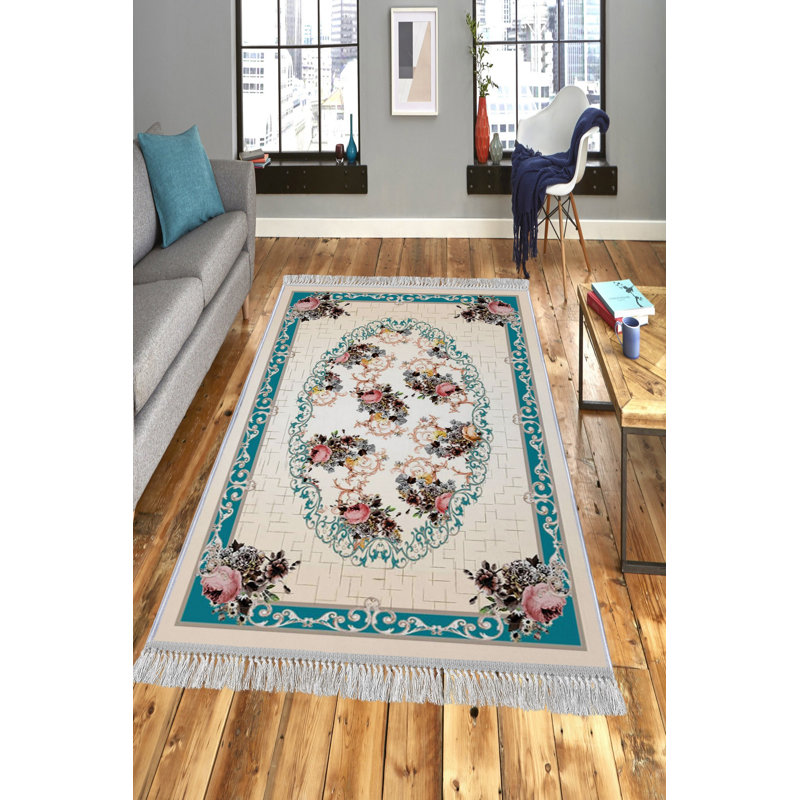 Luxurious Velvet Area Rug (4.6 x 7.2 ft), 100% Antibacterial Fabric, Non-Slip Cotton Backing, Pile Height: 0.4 in | Machine Washable, 3D Digital Print Design | Perfect for Living Room & Bedroom Decor, Soft & Durable