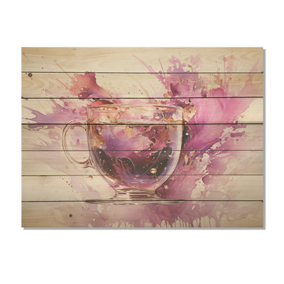 Vibrant mauve éclaboussures de vin - impression sur bois