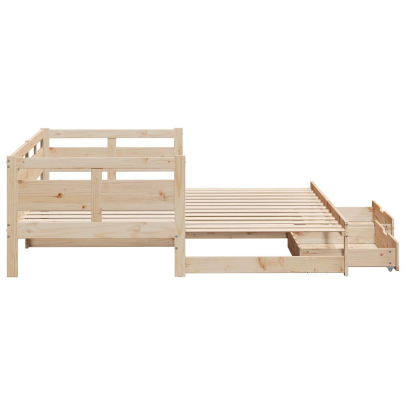 Wichita Solid Wood with Trundle, Natural, European Single (90 x 200cm)