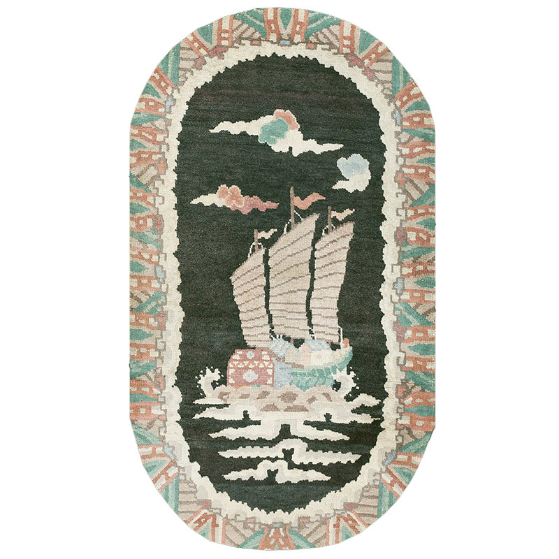 Tapis ovale en porcelaine de Chine
