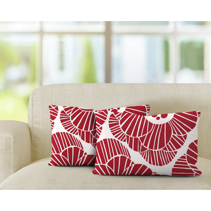 Abstract Outdoor Reversible Throw Pillow, Red