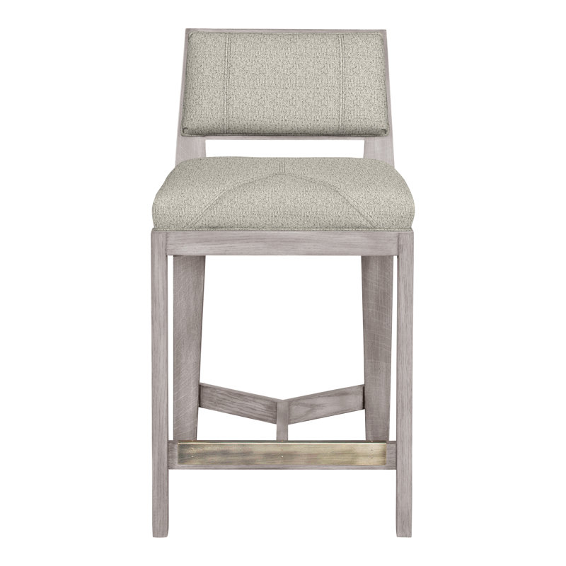 Scoville By Thom Filicia Upholstered Counter Stool with Solid Wood Frame, Gris colombe, Métal Tuck
