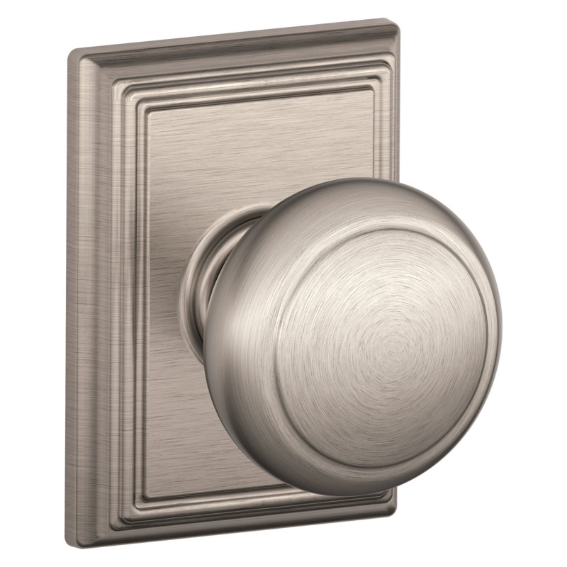 Andover Knob with Addison Trim Hall and Closet Lock, Satin Nickel