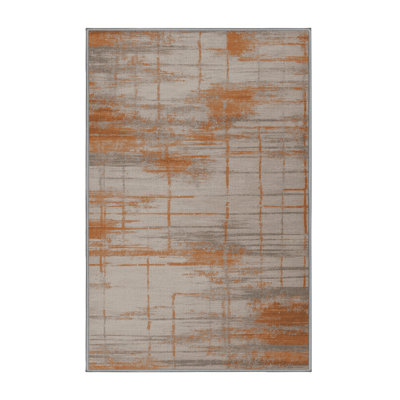 Tapis abstrait gris lavable à la machine