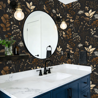 Papier peint autocollant Boho Farmhouse Elegant Botanical Gold