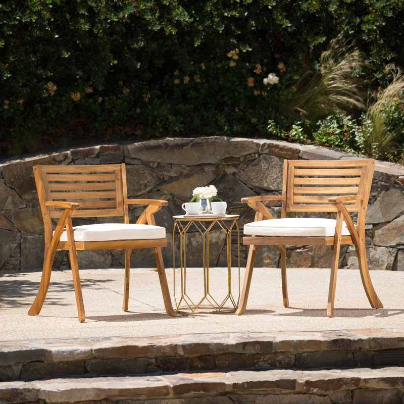 Chaise d'extérieur en bois d'acacia avec coussins, Teck