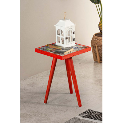 Canora Grey Side Table Coffee Table End Table Nightstand Nesting Table Bedside Table Accent Table Home Essentials Solid Wood Table Mexican Tile Table Ceamic Top End Table 17X 17 Walnut