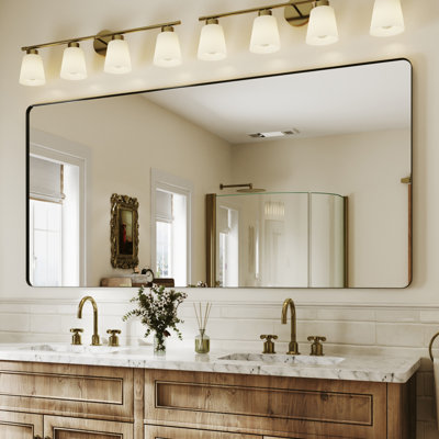 Black Aluminum Framed Rectangle Bathroom Mirror, Vanity Mirror With Tempered Glass