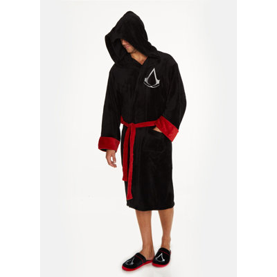 Assassins Creed Polyester and Synthetic Fleece Above Knee Bathrobe with Pockets and Hood for Kids