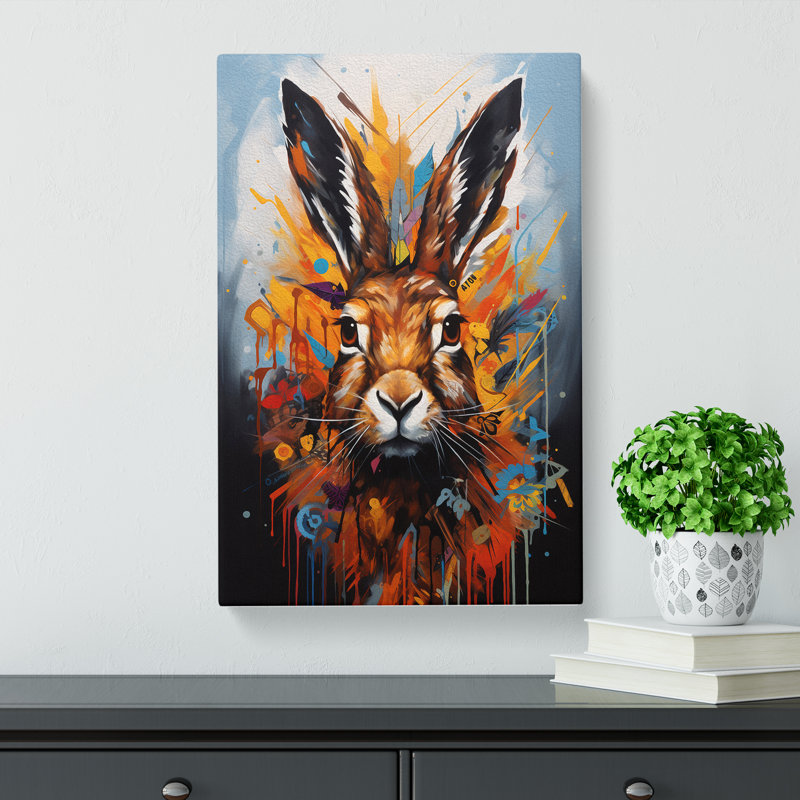 Hare Hard Edge - Wrapped Canvas, 60cm H x 40cm W x 3cm D