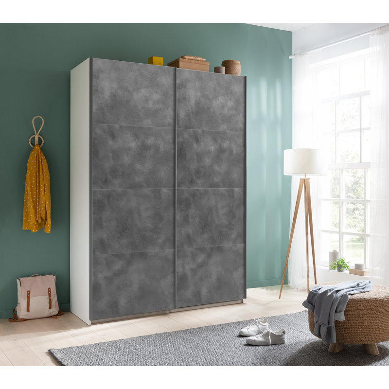 Systema 2 Door Manufactured Wood Wardrobe, 223cm H x 150cm W x 60cm D, White