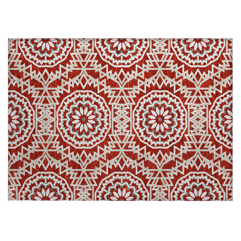 Kawon Geometric Indoor / Outdoor Rug, Rectangle 1'8" x 2'6"