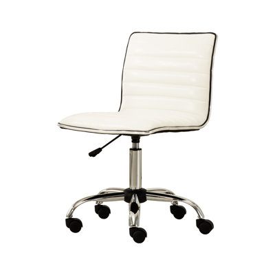 White Office Chair - Adjustable Air Lift Feature Mid-Back With Faux Leather 360 Swivel And 5 Assembly Simple Height Alteration Mechanism Functionality Comfortable Degree System Easy Adjusting Process