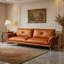 Canapé modulaire orange en cuir véritable-129490149
