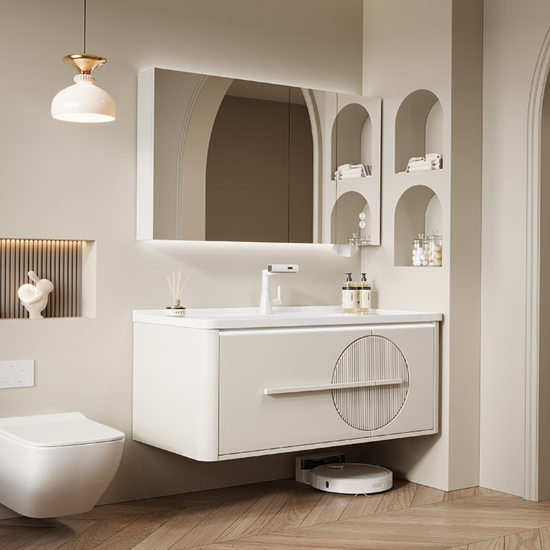 Armoire de salle de bain de style crème minimaliste