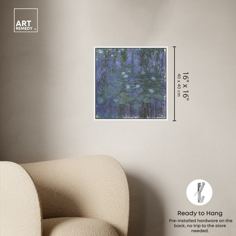 Art mural Monet, Cadre blanc, H 17 po x l 17 po