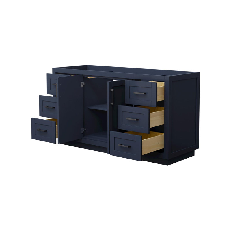 Base de meuble-lavabo simple autoportante 59,25 po Miranda, Bleu foncé / noir mat