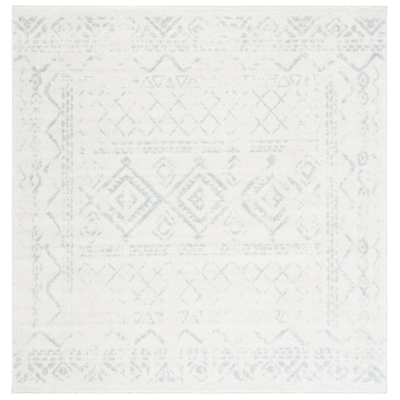 Tapis ivoire / gris clair Tulum 268, Carré 3 pi