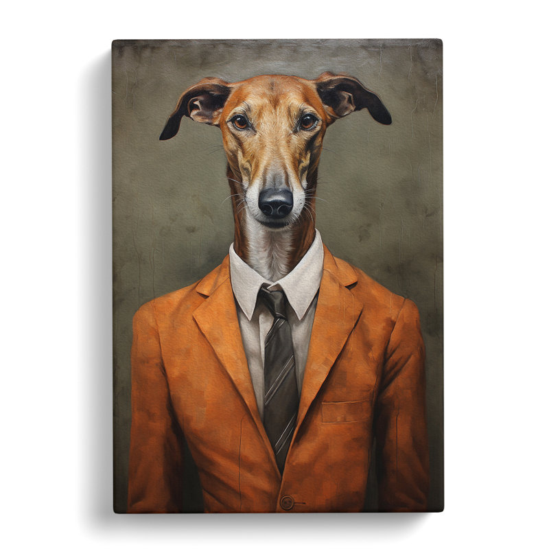 Greyhound In A Suit Painting - Wrapped Canvas, 60cm H x 40cm W x 3cm D