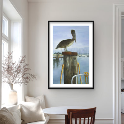 Pelican - hyperréaliste, reproduction encadrée matte de bateau | Décoration intérieure