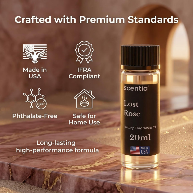 Huile pour diffuseur Scentia Resort inspirée de Fairmont Resort Scent - 20 ml 0,67 oz liq. - Mélange d'huiles parfumées, notes de rose, de bois d'oud et de clou de girofle pour diffuseurs et humidificateurs d'aromathérapie - Rose perdue