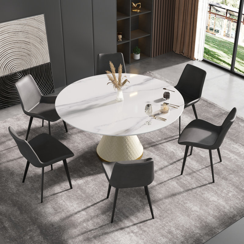 Table de salle à manger Modern, H 29,53 po x L 59 po x l 59 po, Blanc