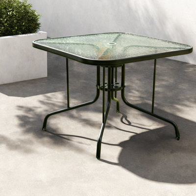 Tables de patio modernes, salle à manger en acier trempé de 35 pouces pour la cour arrière