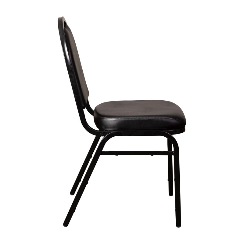 Classic 500 lbs Capacity Dome Back Black Vinyl Metal Banquet Chair