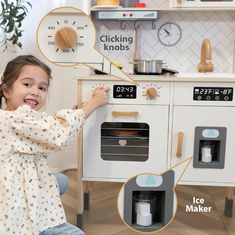 Freniland - Ensemble de vaisselle multifonctionnel réglable en hauteur 18 pièces avec ensemble de cuisine simulé | Jouet d'apprentissage interactif adapté