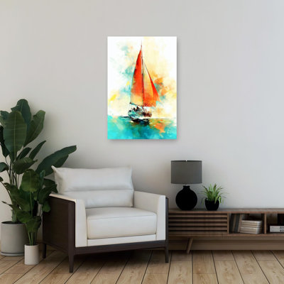 «Vibrant Sailing Journey Ocean Beach», reproduction d'art
