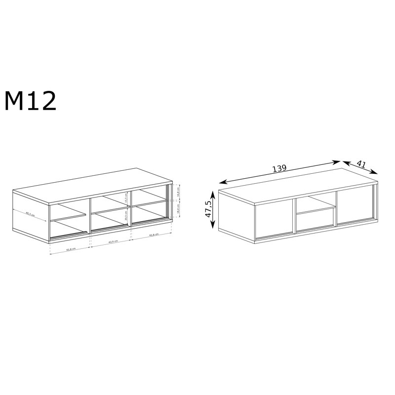 MILAN Unfinished TV Stand, 48cm H x 139cm L x 41cm W