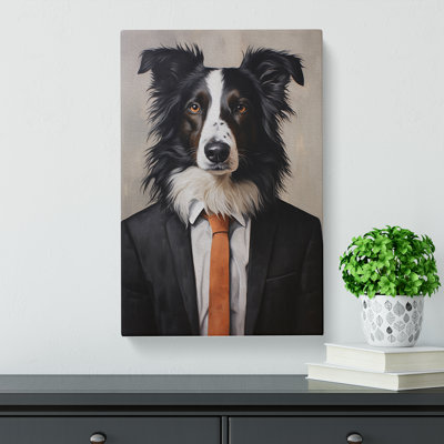 Border Collie In A Suit - Print on Canvas