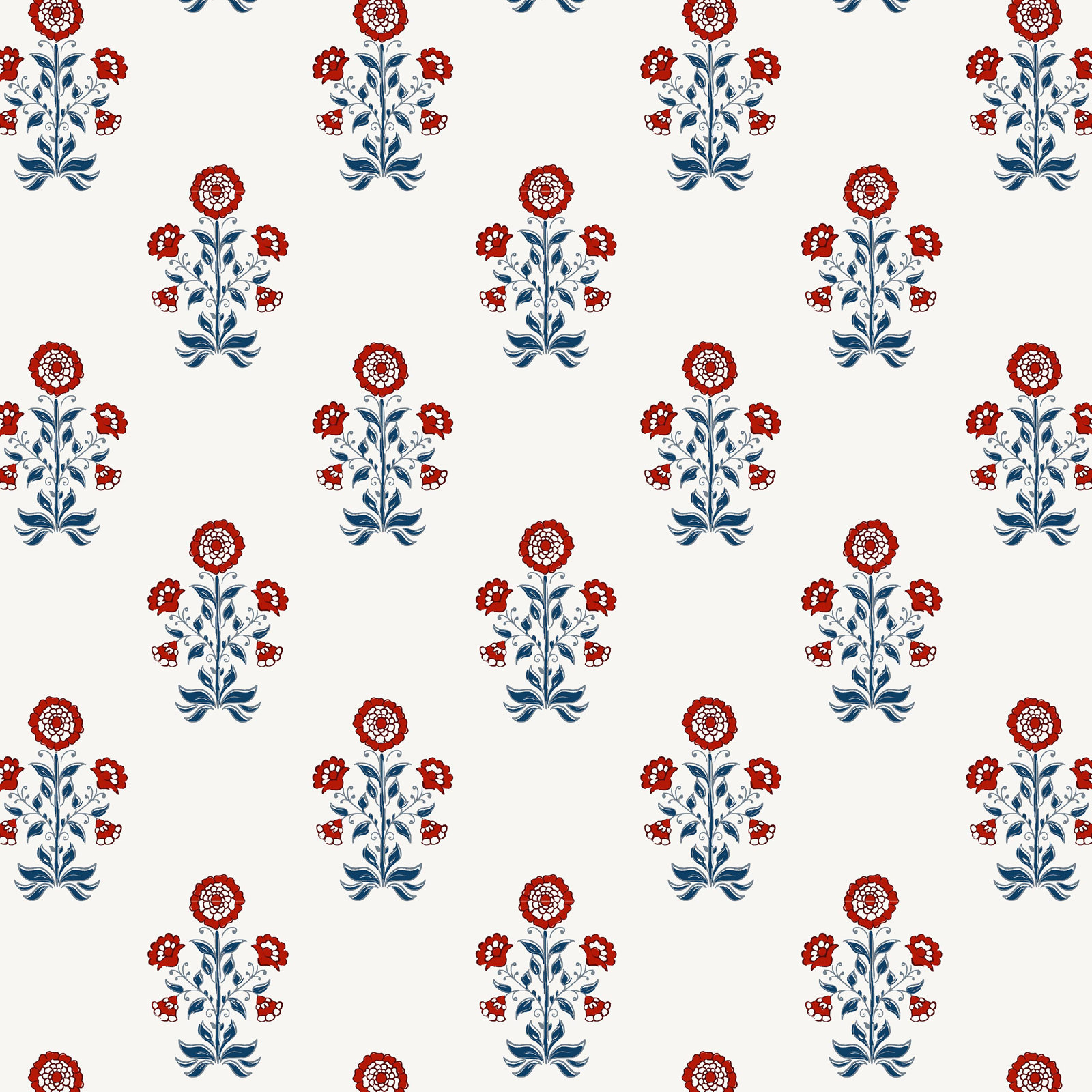 Jebb 20" Cotton Ottoman, Cappy Floral Red