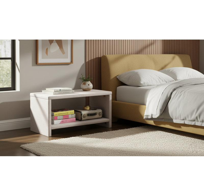 Stoffel Nightstand, Cream Velvet
