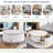 Modern Round Coffee Table With 2 Large Drawers, Marble Pattern And Golden Legs