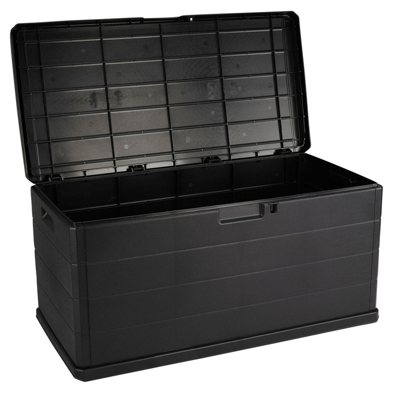 17 Stories Nylaya 118cm W 92.46L Plastic Deck Box, Black