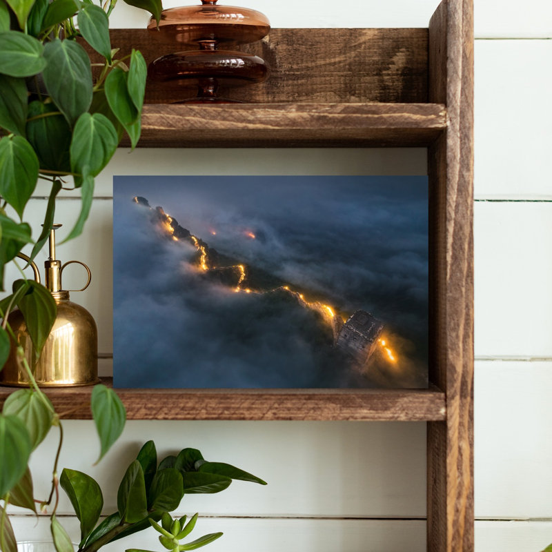 " Moonlit Mountain Flowers Dramatic Peaceful Serene Mountain Nature Wall Art Print " by Yuan Cui, H 12 po x l 18 po